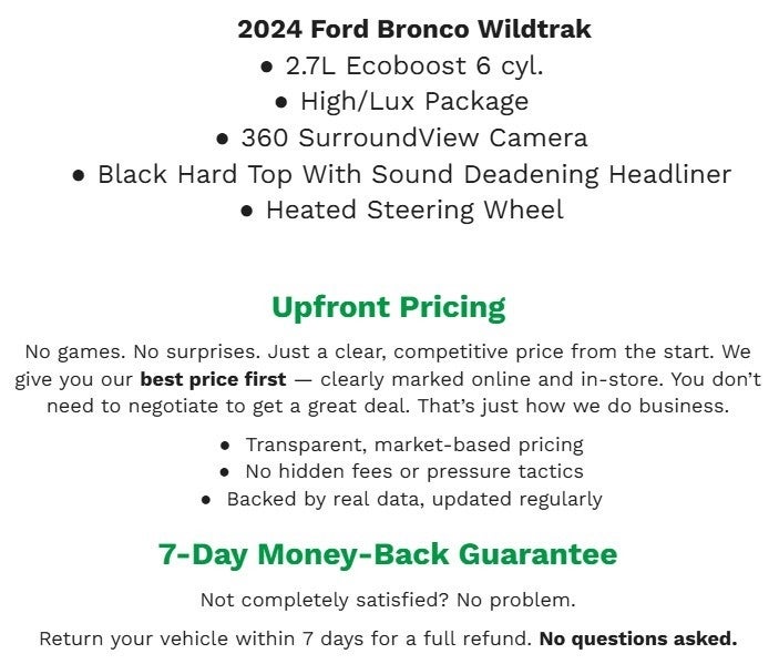 2024 Ford Bronco Wildtrak 4 Door Advanced 4x4