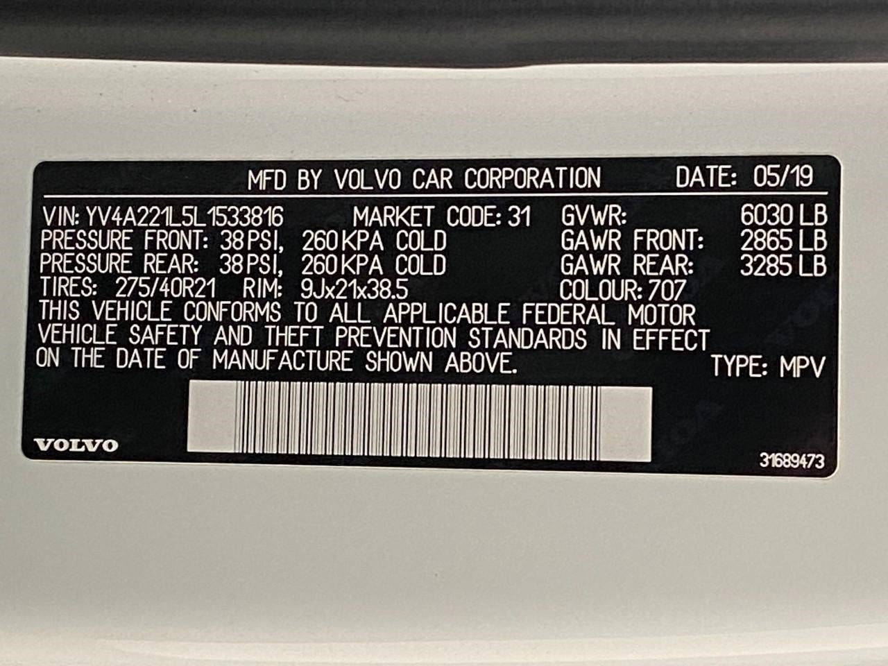 2020 Volvo XC90 T6 AWD Inscription 6 Passenger