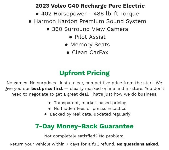 2023 Volvo C40 Recharge Pure Electric Twin eAWD Ultimate