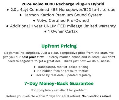 2024 Volvo XC90 Recharge Plug-In Hybrid T8 eAWD PHEV Plus 6P