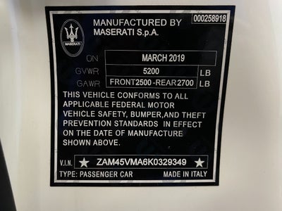 2019 Maserati GRANTURISMO CONVERTIBLE CONVERTIBLE